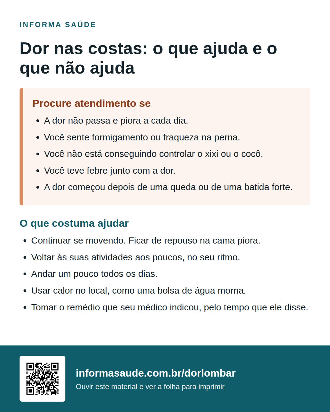 O que ajuda, o que não ajuda e quando procurar atendimento na dor nas costas.